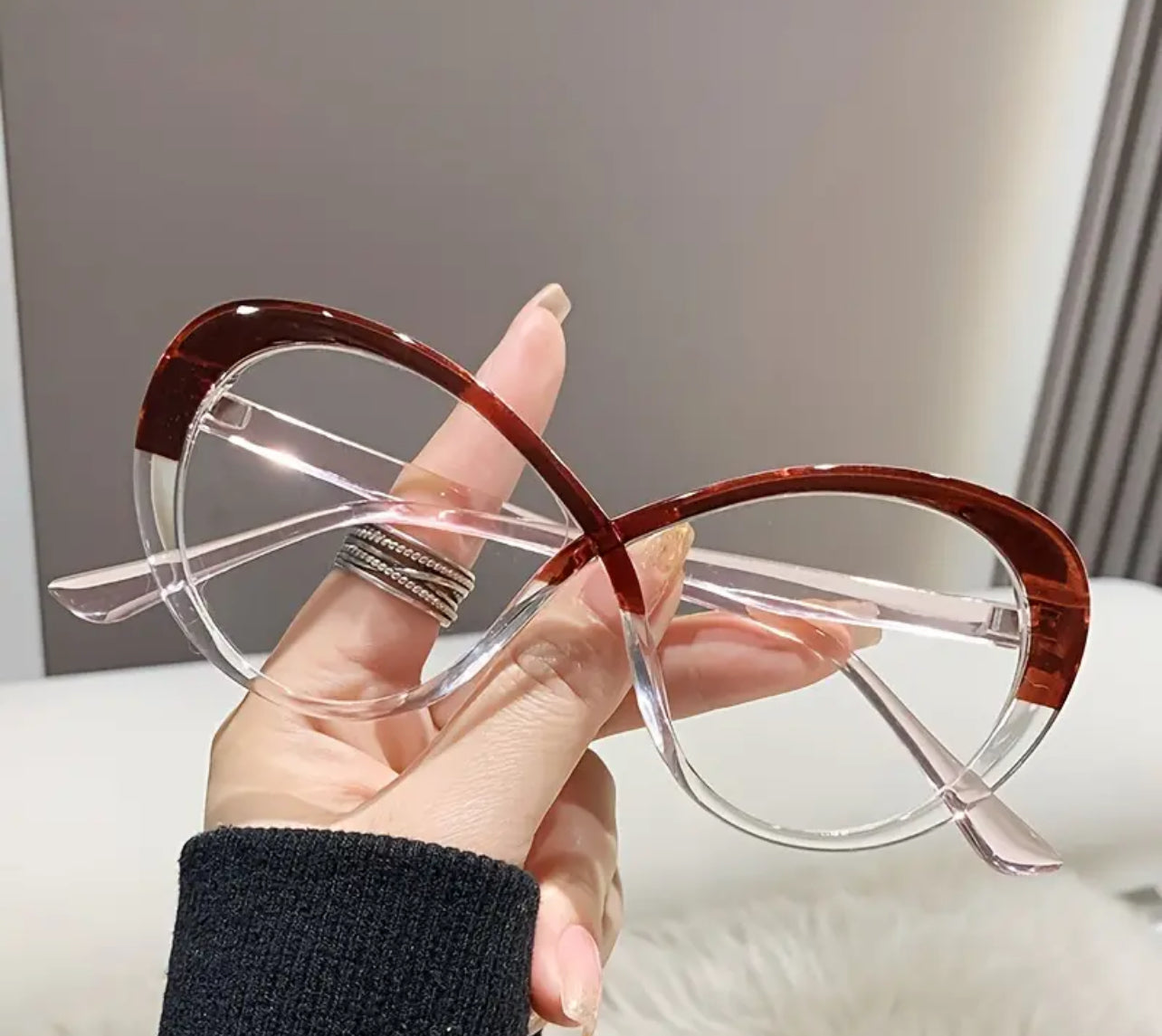 Cross frame clear lens